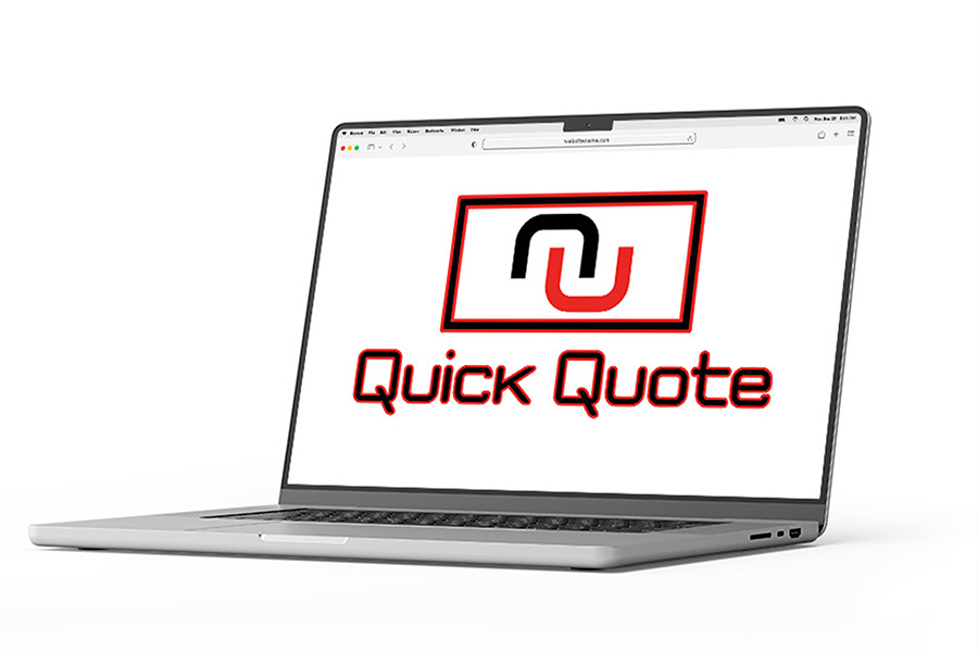 Laptop with Detec Solution’s Quick Quote services for LBM dealers displayed on a browser.